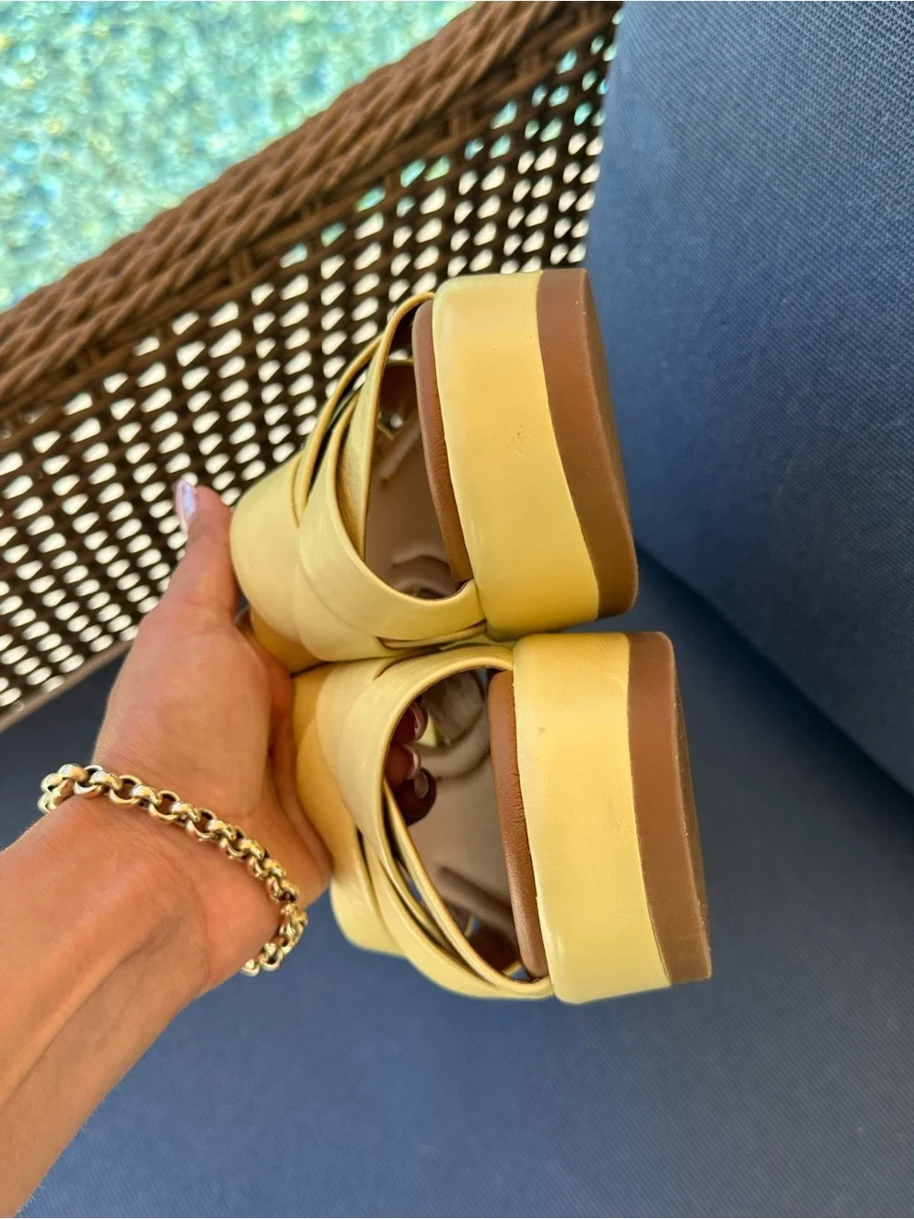Caslon Women’s Yellow Platform Wedge Slide Sandals